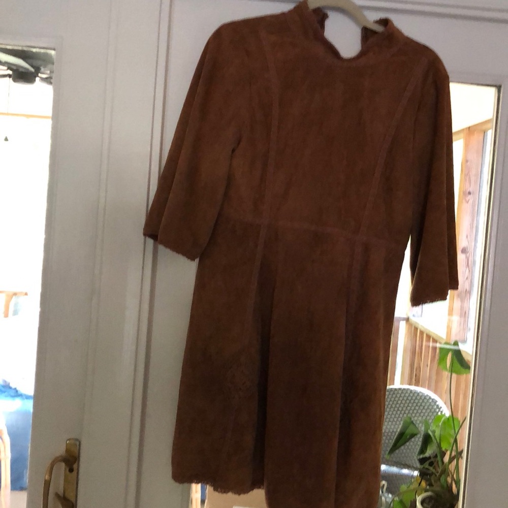 Suede mock neck dress